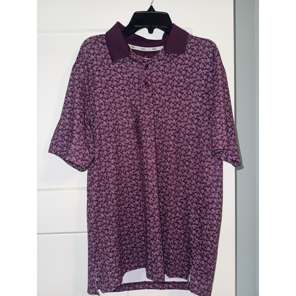 NEW! Walter Hagen Men's Performance 11 Golf Polo S Dogwood Ditsy Beet Purple